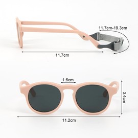 Cadimus Baby Sunglasses, Sunglasses 6 Months - 3 Years, with Strap Adjustable for Toddler Baby, Flexible and Flexible Frame, Polarised Sunglasses for Boys Girls (Pink)-D2
