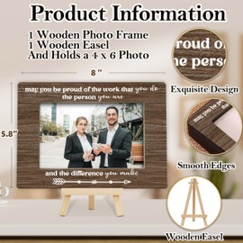 OXRUN Boss's Day Gifts, May You Be Proud Of The Work That You Do Picture Frame, 4x6 Employee of the Month Frame, Coworkers Thank You Gifts, Wood Decor for Desk Display-H04