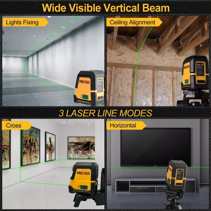 PREXISO 100Ft Rechargeable Dual Modulus Line Laser Self Leveling Laser