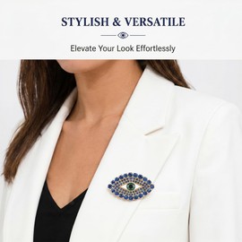 Lucky Evil Eye Brooch Vintage Blue Green Rhinestone Brooches and Pins for Women Ladies Accessories for Shawl Scarf Buckle Jewelry Gift