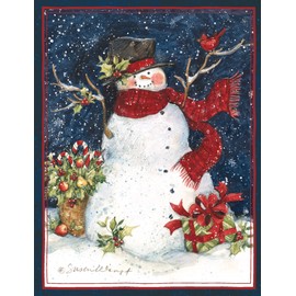 LANG - "Snowman Scarf", Boxed Christmas Cards, Artwork by Susan Winget" - 18 Cards, 19 envelopes - 5.375" x 6.875"