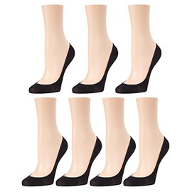 MeMoi Women's 7 Pair Pack Nylon Mesh No Show Liner Socks Black One Size