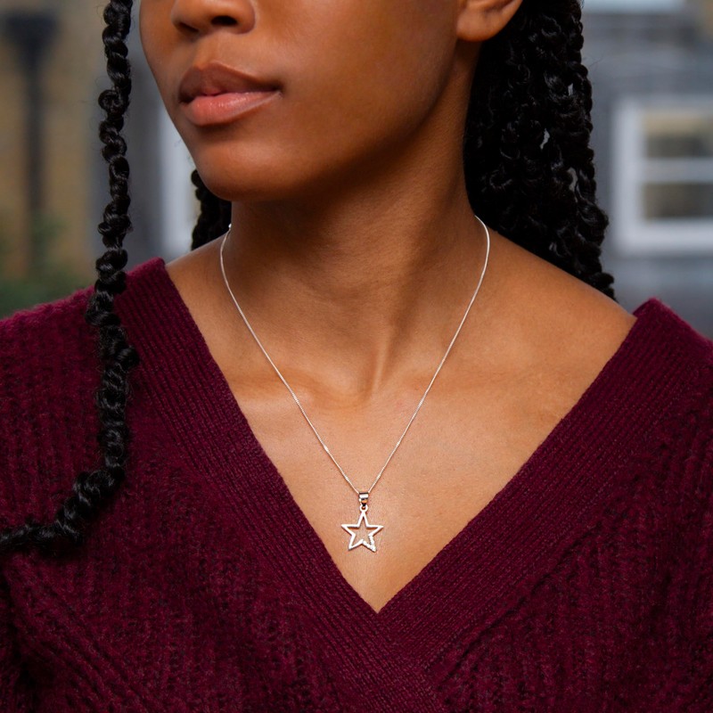 Tuscany Silver Sterling Silver Women's Cubic Zirconia Open Star Pendant