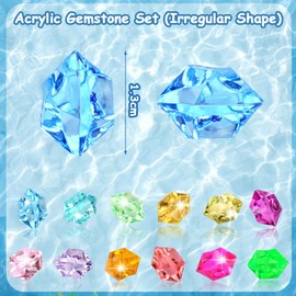 Vicloon Diamonds Colourful Children, Pack of 300 Diving Gemstones, Acrylic Diamonds Decoration, Children's Gemstones Gravel for Vases, Table Decoration, Party Bags, Wedding, Swimming Toy