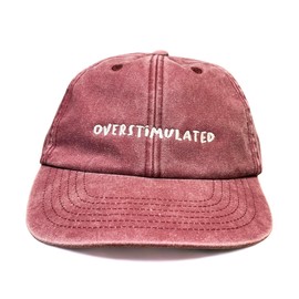 Vivian Flytrap Unisex Overstimulated Washed Embroidered Dad Baseball Cap - Red