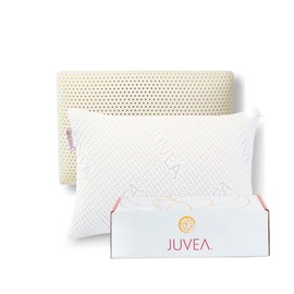 JUVEA Essential w/Cotton Cover - 100% Natural Talalay Latex Low-Profile Bed Pillow for Sleeping. Breathable, Pressure Relief, Durable. Oeko-TEX & FSC ® Certified