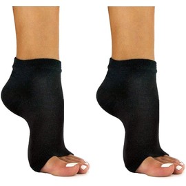 888 Display Inc. Soft Cotton Toeless Socks for Exercising, Dancing, Pedicures, Yoga, Pilates,... - 2 Pairs Black