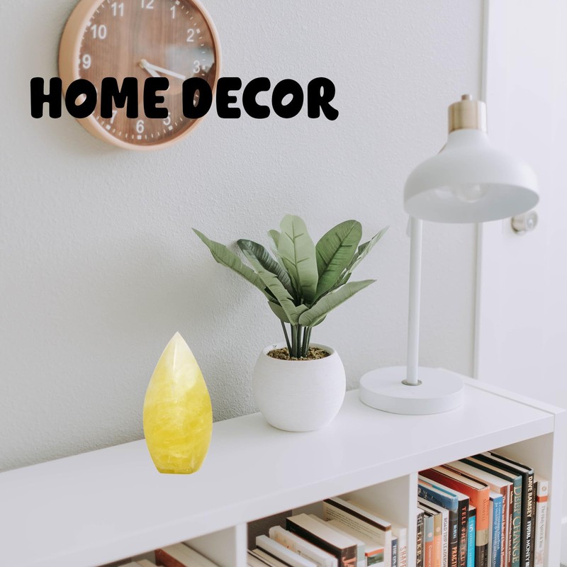 JIC Gem Natural Lemon Quartz Crystal Tower Spiral 4 Sides