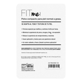 Maquillaje en Polvo Compacto Maybelline New York Fit me! 222 True Beige 12g