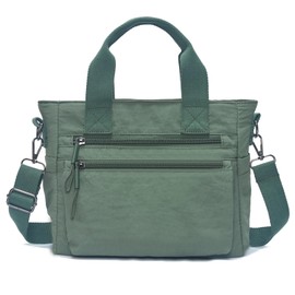 Tote Bag with Zipper Small Nylon Crossbody Bags Green Lightweight Durable Design Everyday Bag