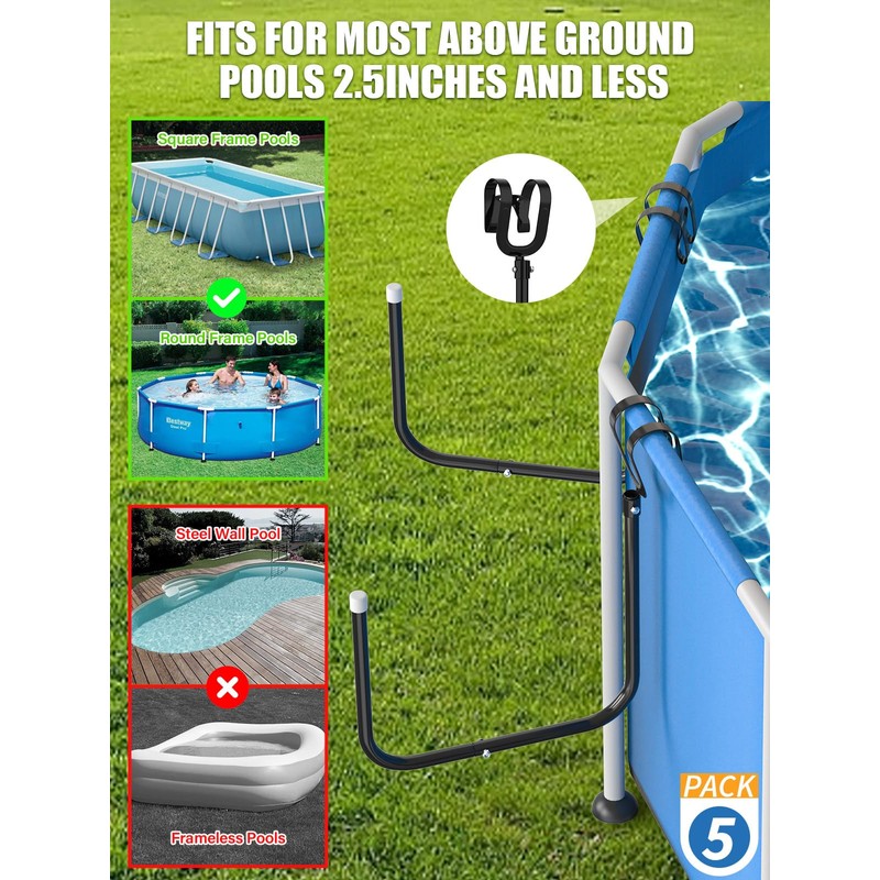 MONMEE 5 Pack Solar Pool Cover Holder, Adjustable Solar Cover