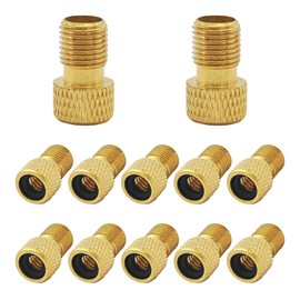 bociloy 12Pcs Brass Presta to Schrader Valve Adapter, Bike Pump Converter for Air Compressor, Convert Presta Valve to Standard Pump, Bicycle Tire Inflation Accessories(Reticulated Grain)