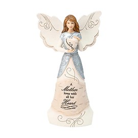 Pavilion-Mother - 8" Angel Holding a Heart,Beige