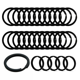 LIKENNY Flat Key Ring, Key Ring, Double Ring, Fall Prevention, Lost Prevention, Metal Fittings, Parts, Key Ring, black/25mm