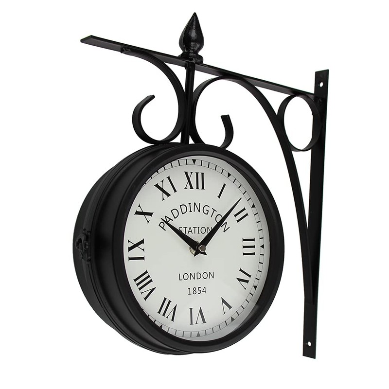 Wrought Iron Antique-Look Brown Round Double Sided Two Faces Retro