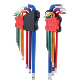 Lichamp 18-Piece Long Allen Wrenches Sets, Metric and Standard Allen Key Set Hex Key with Ball End, SAE 1/16 to 3/8 inch, Metric 1.5 to 10 mm