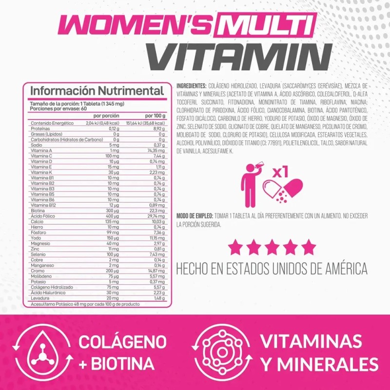 Forzagen Essentials Womens Multivitamin 60 Tabs | Vitaminas Sabor Sin