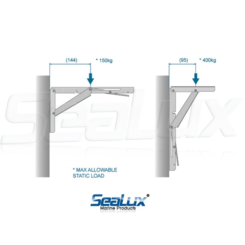 SeaLux Stainless Steel 12" Folding Table Bracket (Pair)