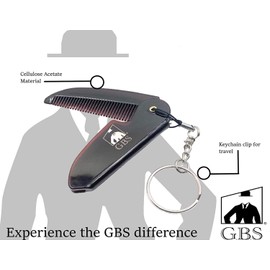 G.B.S Handmade Saw-cut Men's Beard Mustache Folding Comb - with Key chain - Relax Scalp- Styling For All Length Hair Types - Travel Kit Sized for Grooming | Effortless Glide: Polished | Fine-Tooth