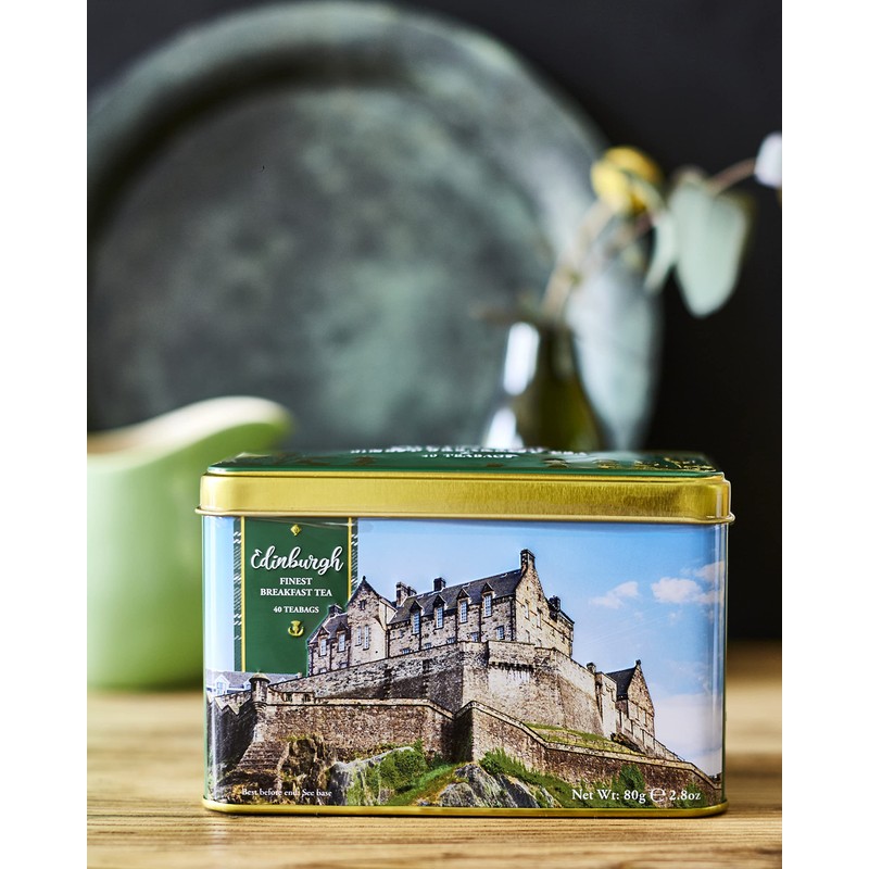 New English Teas Edinburgh Castle Tea Caddy with 40 English