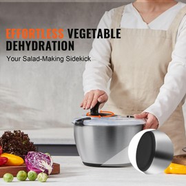 Happybuy Stainless Steel Salad Spinner, 4.75Qt One-Handed Easy Press Vegetable Dryer, BPA-Free Lettuce Cleaner for Greens, Herbs, Berries, Fruits