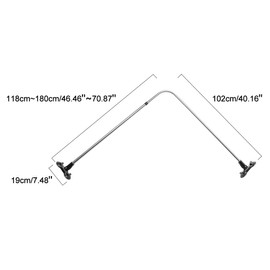 Hershii Curved Shower Curtain Rod L-Shaped Corner Bathroom Curtains Hanger Pole Decorative Extendable Bathtub Metal Showers Rail Bar, Wall Mounted or Suction Cups Install - Black