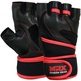 Mrx Weight Lifting Leather Gloves With Long Wrist Strap - Size: L