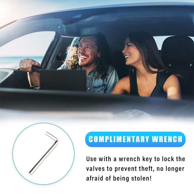 4PCS Locking Car Tire Valve Stems Caps, Anti-Theft Auto Wheel