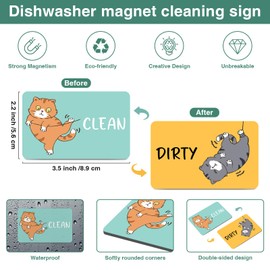 Funny Cute Cat Clean Dirty Dishwasher Magnet, Double Sided Strong Non Scratch Durable Kitchen Decor Ideal for Home or Restaurant Organization Clean Dirty Refrigerator Dishwasher Magnet Indicator