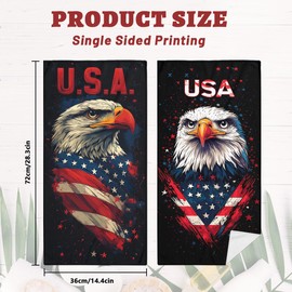 American Flag Hand Towels Bathroom Set of 2 Absorbent Bald Eagle Stars Red White Blue Bath Hand Towels for Bathroom Home Hotel Spa Gym Yoga Nautical Beach Bathroom Decor Gifts for Women Man 14"x28"