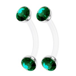 KJM FASHION Flexible Acrylic Banana Ear Helix Earrings 1.2 mm 16 g Pack of 2, Acrylic