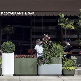 Crescent Garden Modular Trough Planter Box, Self-Watering Pot for Indoor and Outdoor Plants, Modern Planter 20"x14"x12" (Midnight Blue)