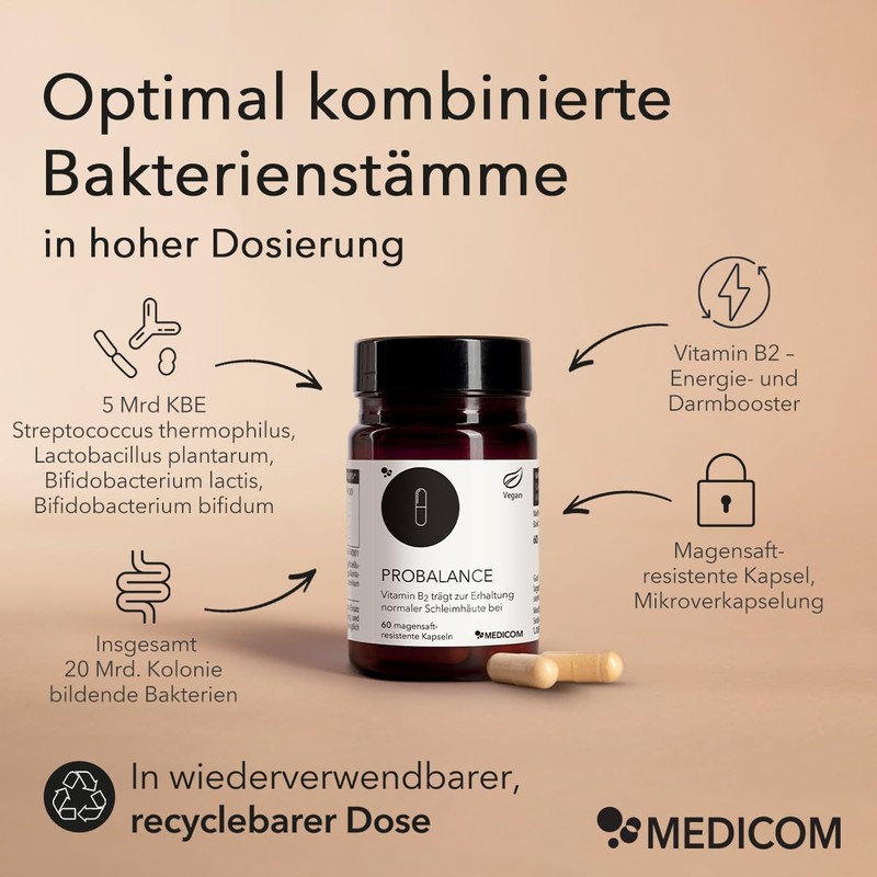 Medicom Medicom - ProBalance Kapseln, mit 4 hochdosierte Milchs?urebakterienkulturen und