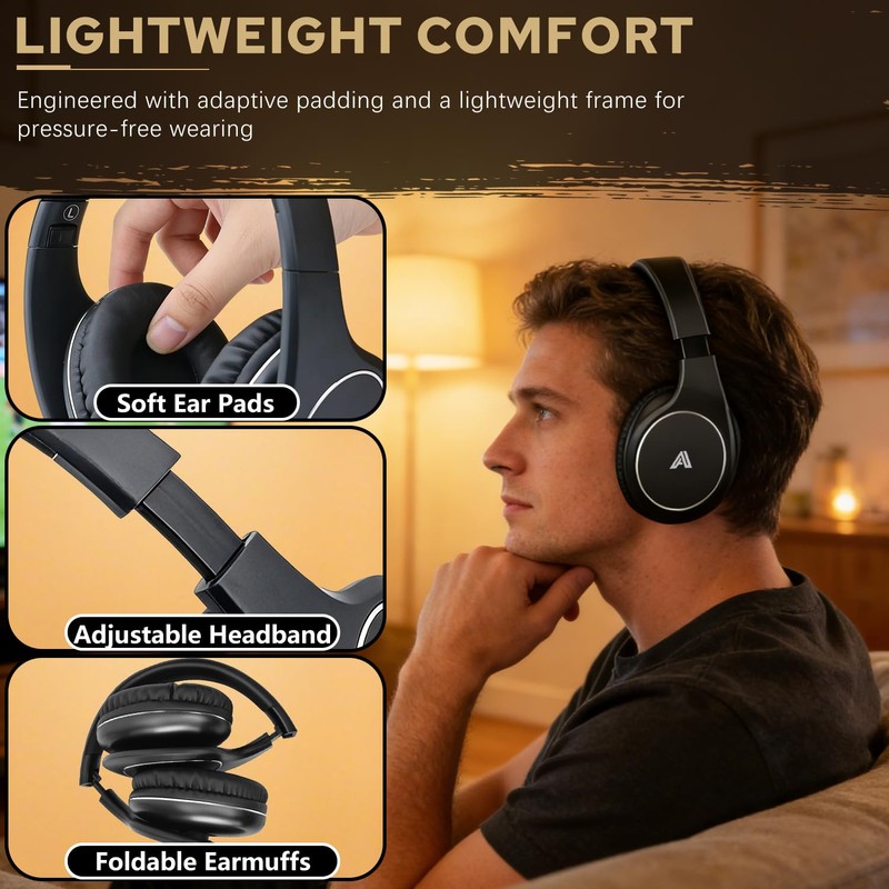 Ansee Wireless TV Headphones for Seniors & Hearing Impaired, Folding