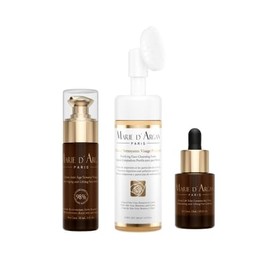 MARIE D'ARGAN Kit Skincare Facial de 3 Piezas con Sérum de Ácido Hialurónico, Sérum Contorno de Ojos y Espuma Limpiadora, Rutina Antiedad, Hidratante, Reafirmante y Antiarrugas