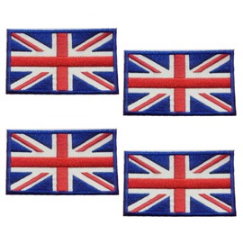 4 Pcs British Union England Flag Patch British Union Jack Patch Tactical United Kingdom Flag Patches Hook for Military Uniform Tactical Bag Jacket Jeans Hat