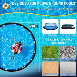TIXANF TIXANF 24FT Pool Liner Pad,Seamless Above Ground Pool Liner,Pre-Cut Heavy Duty Round Pool Liner Pad, 11oz/yd2 Durable Geotextile Material,Puncture Protection,Extend Liner Life(Black)