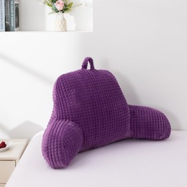 Holawakaka Adults Reading Pillow with Arms, Backrest Reading & Rest Pillows for Sitting Up in Bed, Bed Rest, Lounging, Working on Laptop,Arms Back Support Cushion for Men Women Teens,Purple