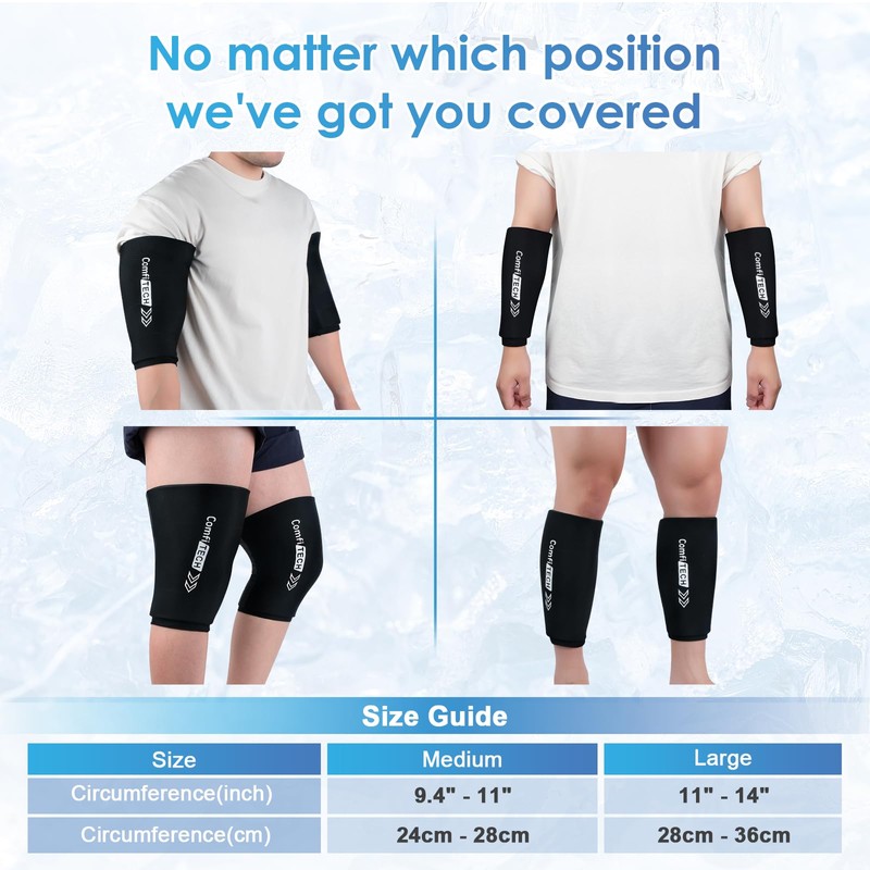 Comfitech Shin Splint Ice Pack Wrap 2 Pack, Reusable Leg