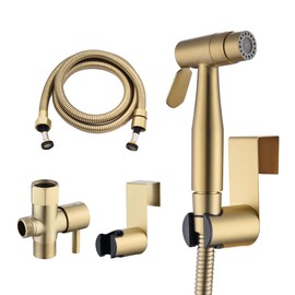 Senhozi Stainless Steel Bidet Sprayer for Toilet, Gold Finish with Jet and Soft Spray Modes, Handheld Sprayer for Cloth Diaper, Bathing Pets, Feminine Wash