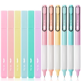 Mr. Pen Aesthetic Highlighters and Gel Pens, 12 Pack, Pastel Colors, No Bleed, Black Ink, Highlighter Pens, Gel Pens