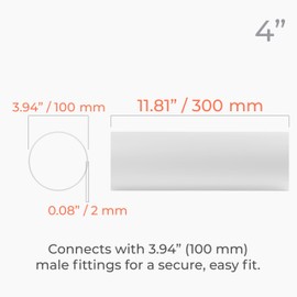 HVAC OV 4"" Inch Round Straight 12"" Inch Long Plastic Duct - Exhaust & Air Supply Pipeline - Heating & Cooling, HVAC Ventilation Tube, White