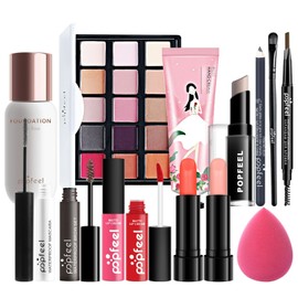POPFEEL Full Beauty Makeup Cosmetics Set, Upgrade Cosmetics Set, Makeup Set, Lipstick, Makeup Palette, Long Lasting, Full Beauty Makeup Set, Beginner, Popular Cosmetics Set (Makeup Set, 14 PCS