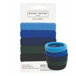 Basic Sense Thick Hair Ties - Specially Designed for Thick Hair, Premium Cotton Mixed, Extra Strong Hold Seamless Elastics, Metal-Free, Thick Blue
