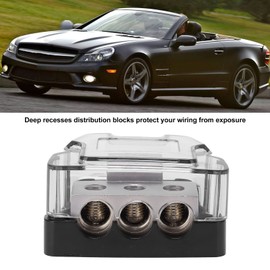 Distribuidor de Energía del Automóvil, Akozón Bloque de Distribución de Energía de 3 Vías, Distribuidor de Tierra, Divisor de Audio, Calibre 0, Entrada de Calibre 4, Salida Universal para Coche