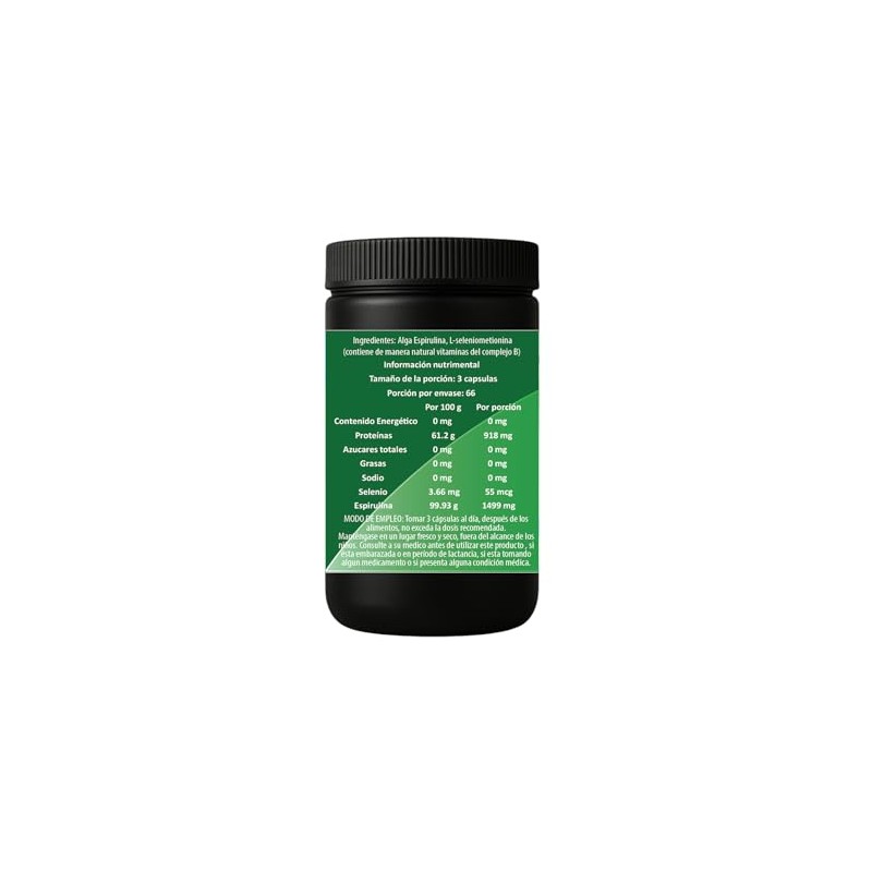 Espirulina con Selenio IsaaQuim | Suplemento Alimenticio | 200 Cápsulas