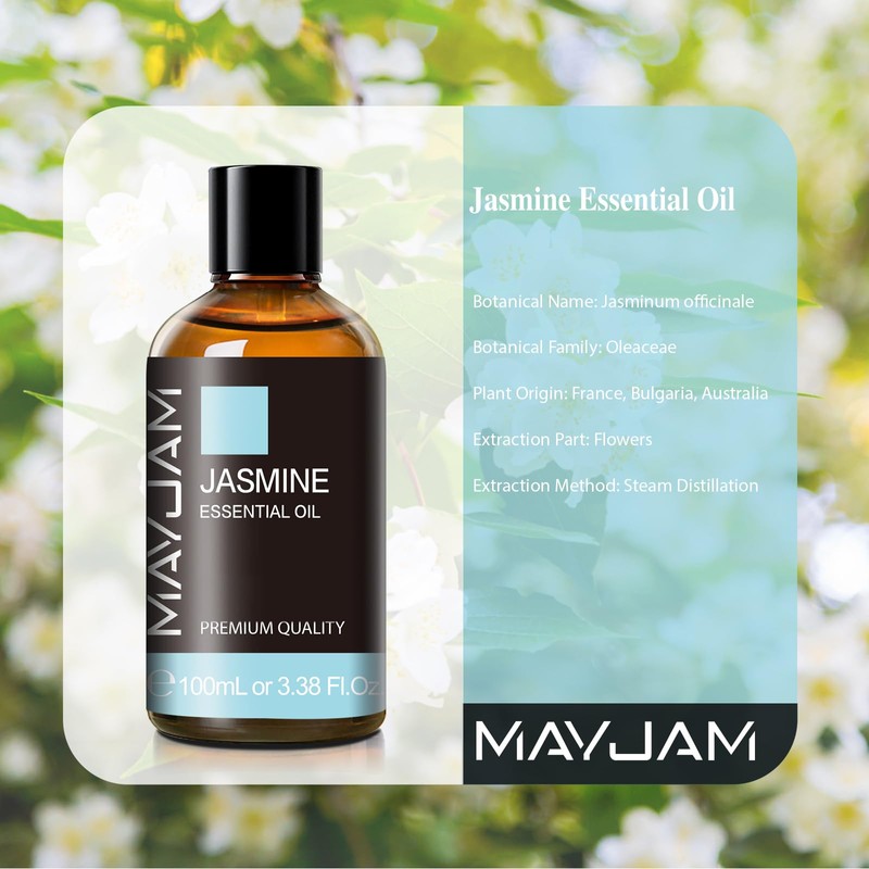 MAYJAM Essential Oil, Jasmine 3.38 fl oz (100 ml) Aroma