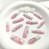 Long Press on Nails Square Fake Nails with Flower Rhinestones