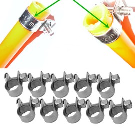 Hose Clamps, 10 Pieces 304 Stainless Steel Pipe Clip Fuel Line Tube Fastener Super Heavy-Duty T Bolt Clamp 6 mm - 20 mm All Sizes (6-8 mm)