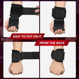2 Pcs Weight Lifting Hooks, Men Women Weight Lifting Hooks, Non-Slip Rubber Coated Grips, for Deadlift, Powerlift, Pull up bar, Liftups, Shrugs, Gym Lifting Grips Wrist Straps (Black)